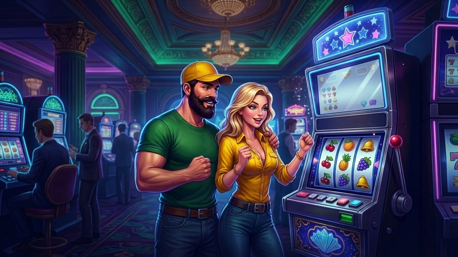 V.Vegas Casino: Illustrative Szene; Bewertung: 9.8/10; Lizenz: Curacao Gaming Control Board